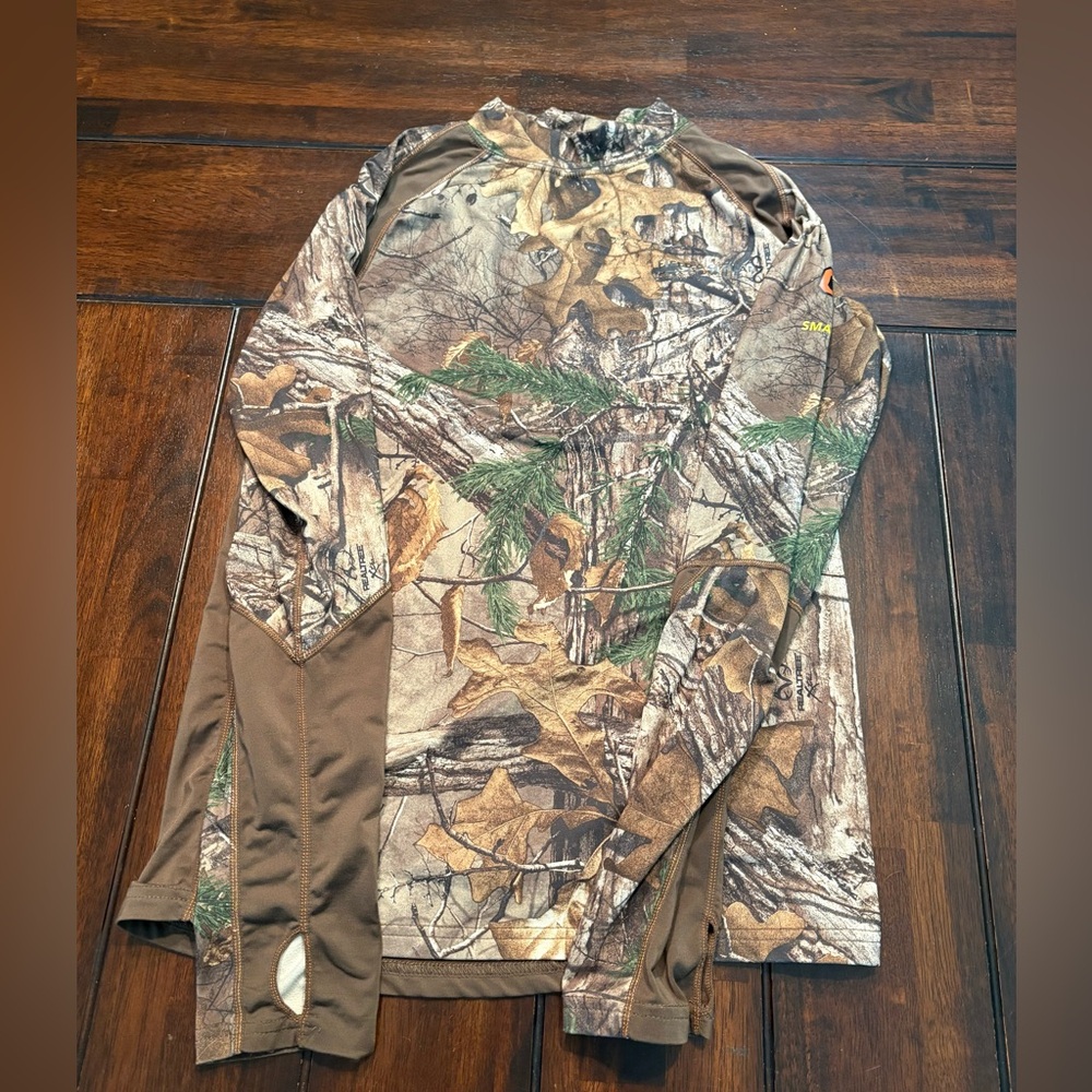 Realtree Camo Performance Hunting Shirt - Brown/Green, Size Youth XL